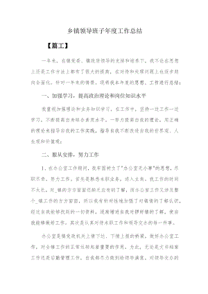 乡镇领导班子年度工作总结.docx