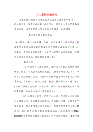 卫生系统自查报告.docx