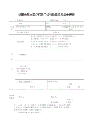 绵阳市基本医疗保险门诊特殊重症疾病申报表.docx