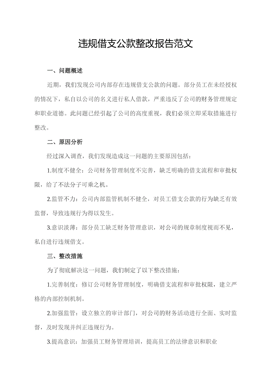 违规借支公款整改报告范文.docx_第1页