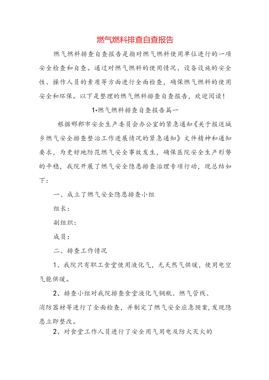 燃气燃料排查自查报告.docx_第1页