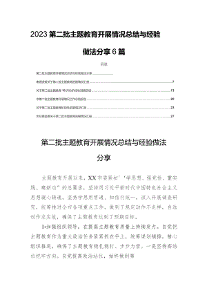 2023第二批主题教育开展情况总结与经验做法分享6篇.docx