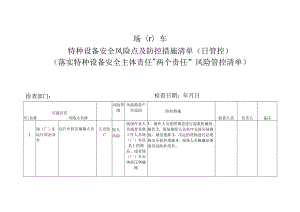 场（厂）车特种设备安全风险点及防控措施清单（日管控）(落实特种设备安全主体责任“两个责任”风险管控清单)docx.docx