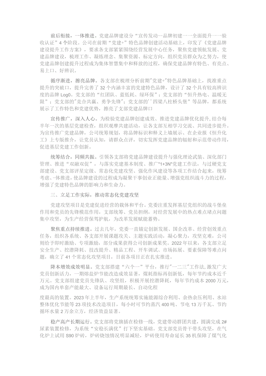 经验交流：党建领航发展 红色赋能攻坚 在同频共振中打造党建特色品牌.docx_第2页