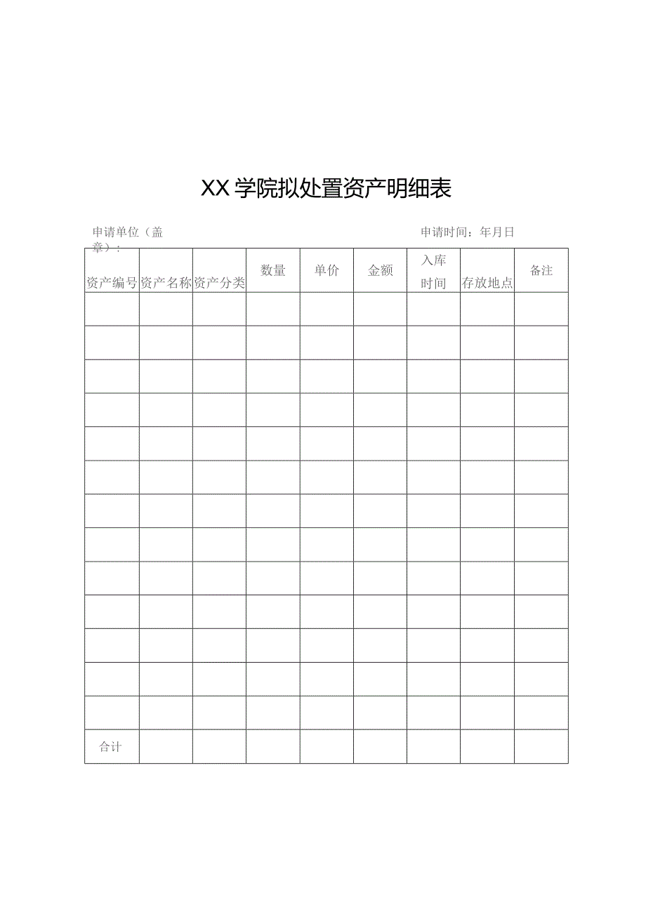 XX学院资产处置申请表及拟处置资产明细表.docx_第3页