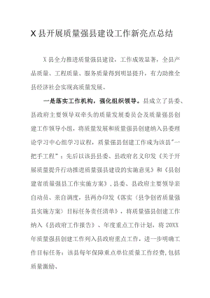 X县开展质量强县建设工作新亮点总结.docx