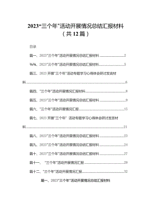 “三个年”活动开展情况总结汇报材料范文精选(12篇).docx