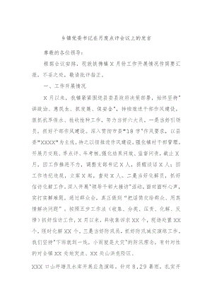 乡镇党委书记在月度点评会议上的发言.docx