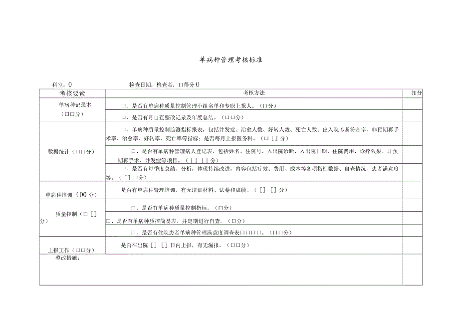 单病种管理考核标准.docx_第1页