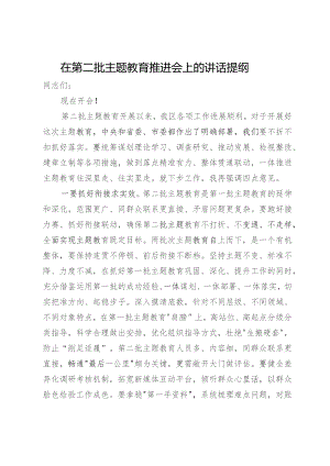 在第二批主题教育推进会上的讲话提纲.docx