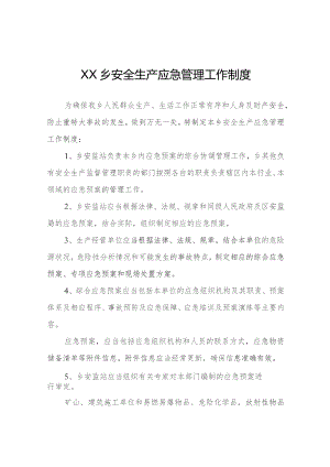 XX乡安全生产应急管理工作制度.docx