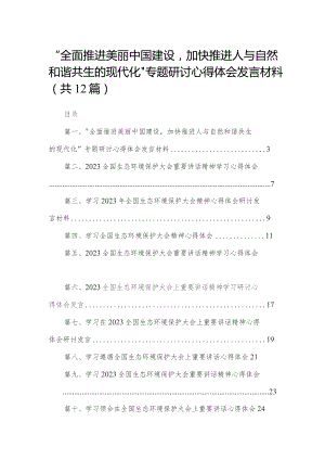 “全面推进美丽中国建设加快推进人与自然和谐共生的现代化”专题研讨心得体会发言材料最新版12篇合辑.docx