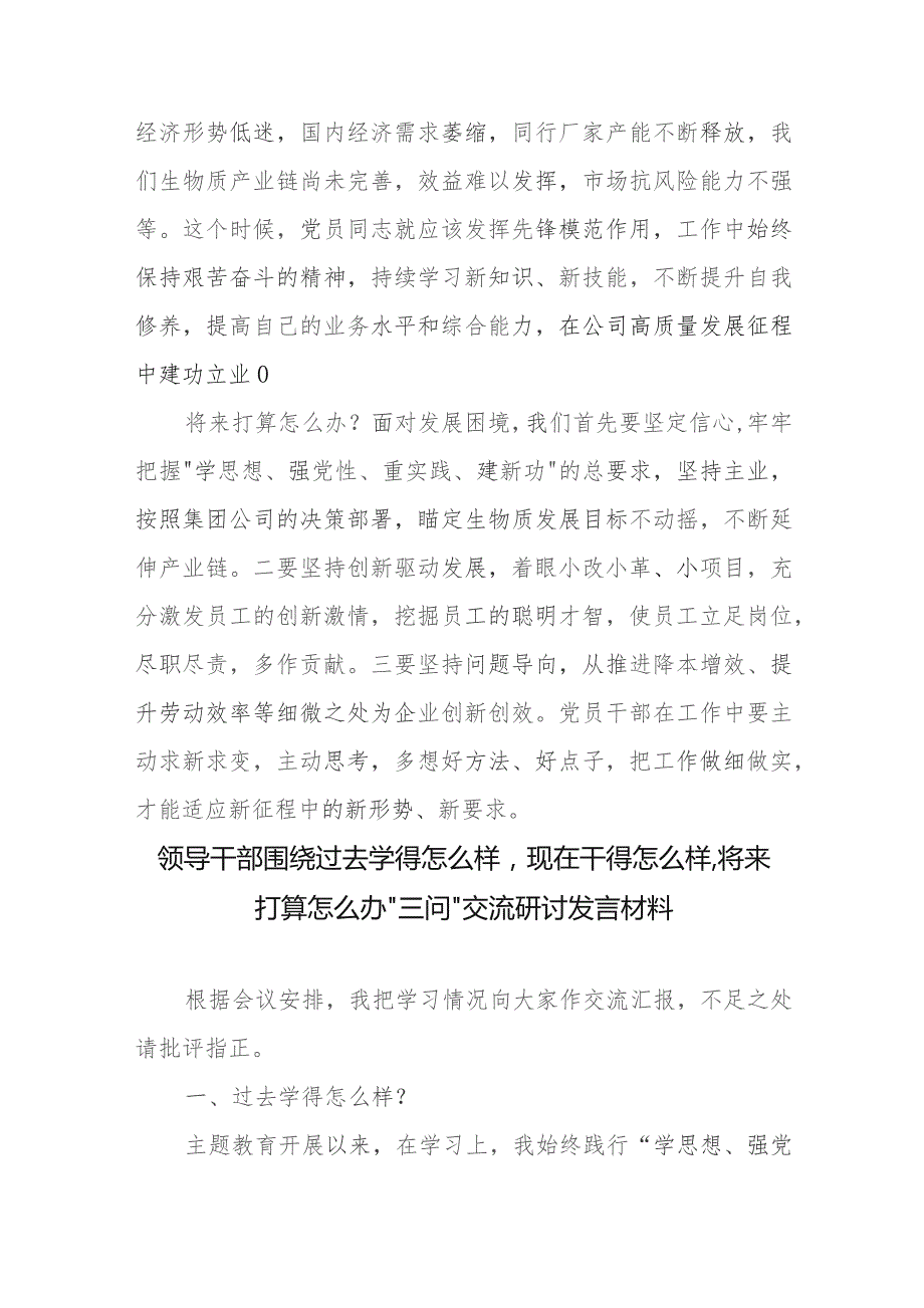 2024年党员干部“三问”（过去学得怎么样、现在干得怎么样、将来打算怎么办）交流研讨发言材料8篇.docx_第3页