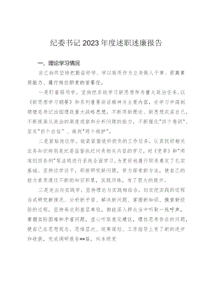 纪委书记2023年度述职述廉报告.docx