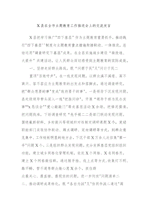 X县在全市主题教育工作推进会上的交流发言.docx