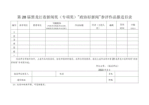 第28届黑龙江省新闻奖专项奖“政协好新闻”参评作品报送目录.docx