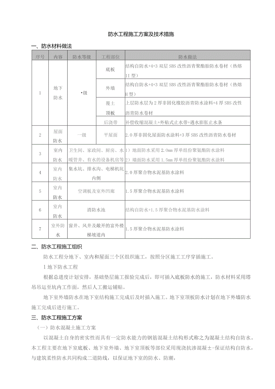 防水工程技术施工方案.docx_第1页