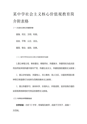 某中学社会主义核心价值观教育简介附表格.docx