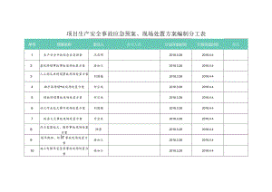 项目生产安全事故应急预案、现场处置方案编制分工表.docx