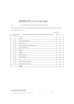 CFA二级模拟试题（2020）2：题目+答案.docx