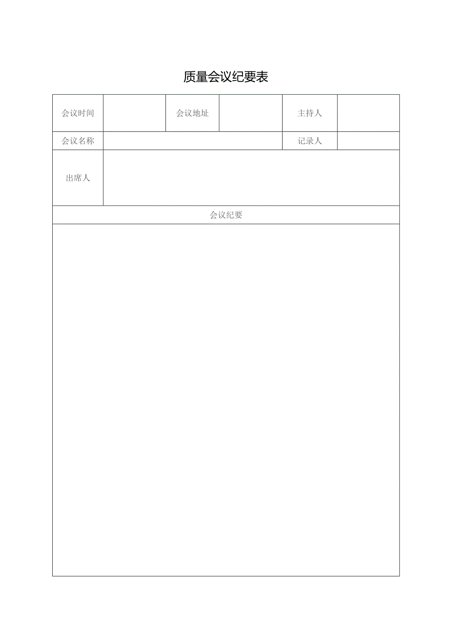 质量会议纪要表.docx_第1页