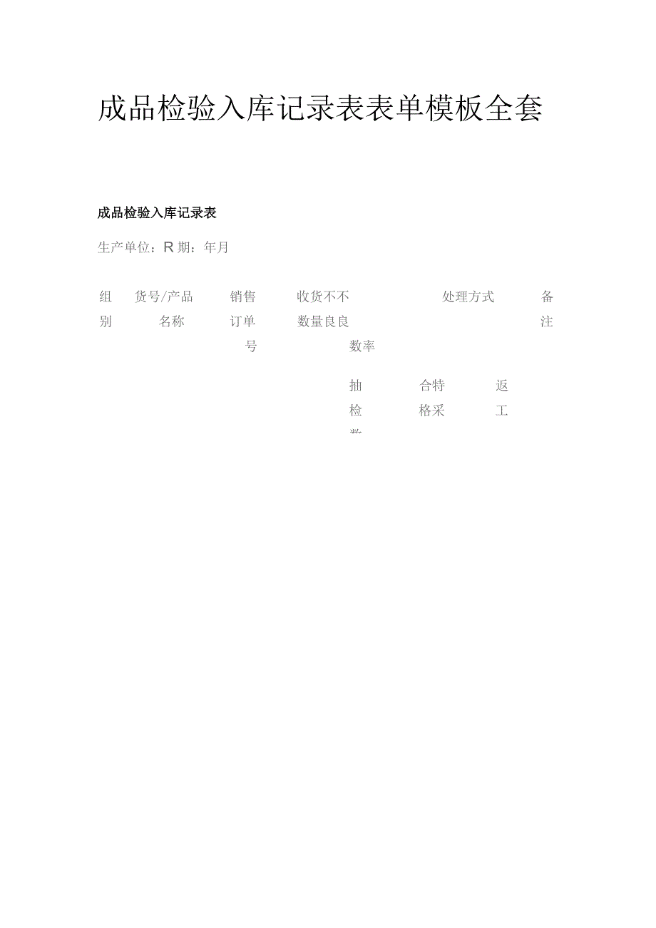 成品检验入库记录表表单模板全套.docx_第1页