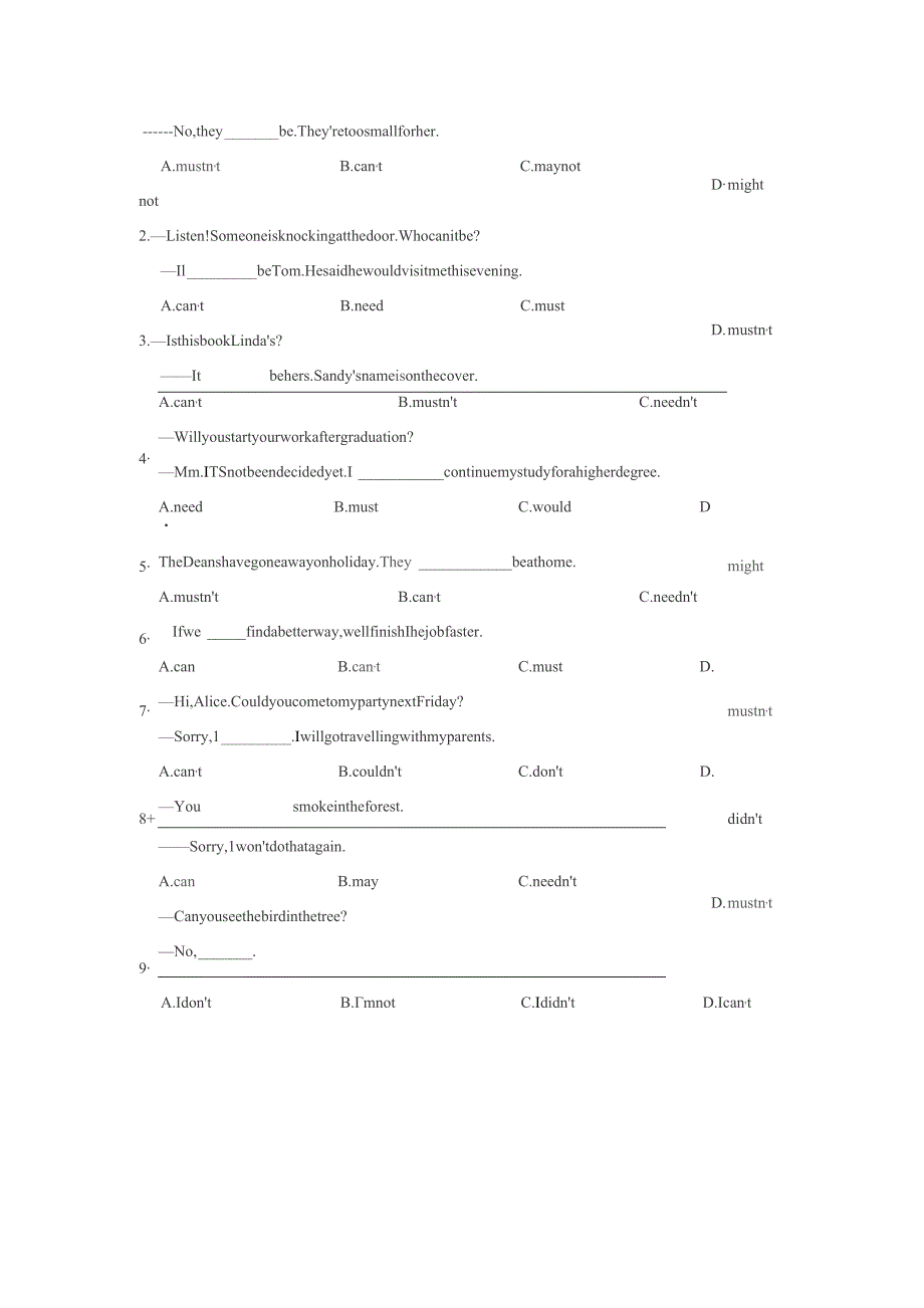 七年级情态动词期末专题复习题含参考答案-精选5篇.docx_第2页