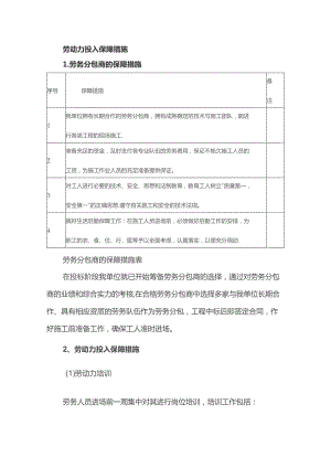 劳动力投入保障措施.docx