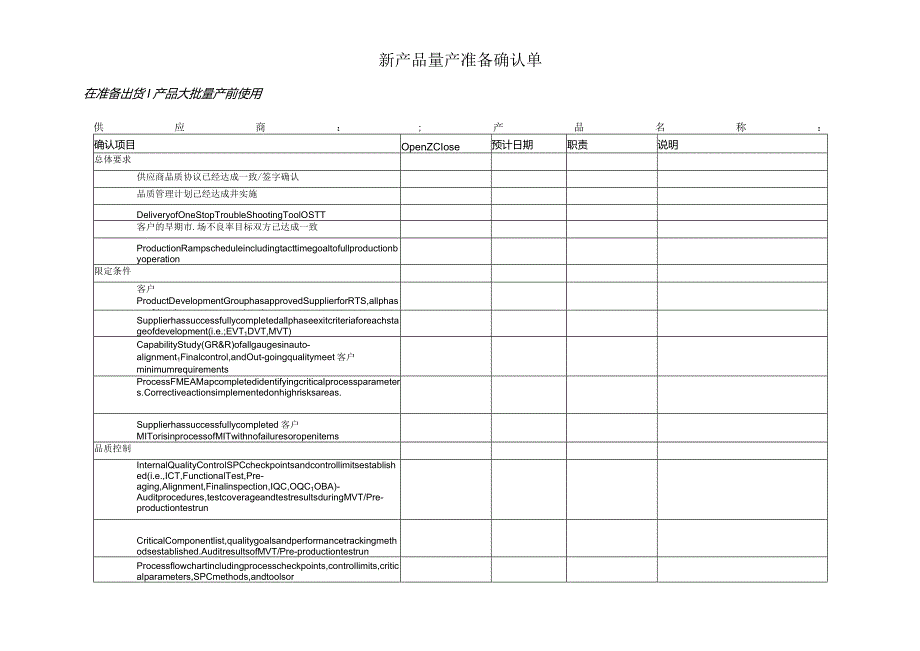 新产品量产准备确认单.docx_第1页