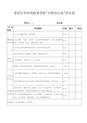 苏州大学应用技术学院“文明办公室”评分表.docx