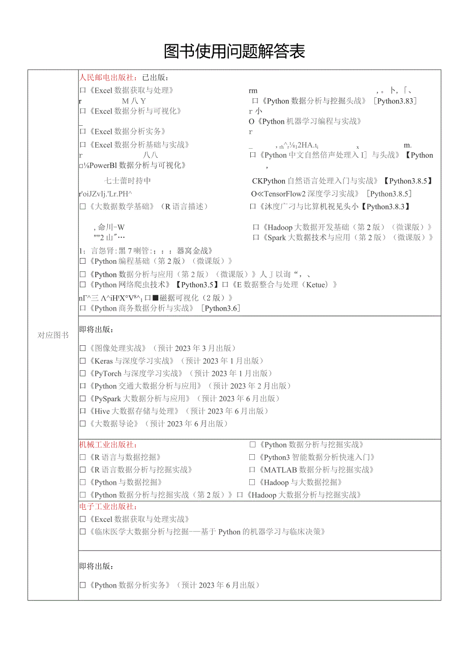 图书使用问题解答表.docx_第1页