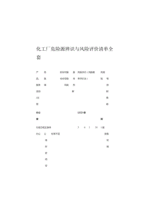 化工厂危险源辨识与风险评价清单全套.docx