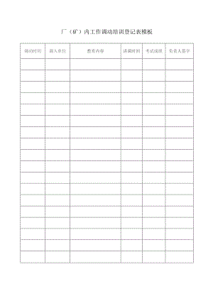 厂（矿）内工作调动培训登记表模板.docx