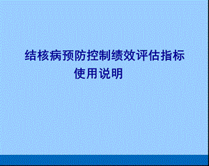 结核病预防控制绩效评估指标使用说明.ppt