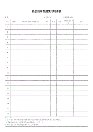 各店日常费用使用明细表.docx