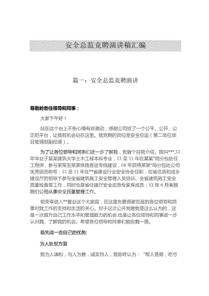 安全总监竞聘演讲稿汇编范文.docx