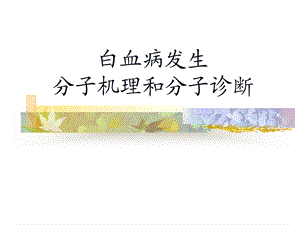 白血病发生的分子机理和分子诊断.ppt