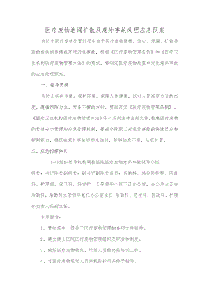 医疗废物泄漏扩散及意外事故处理应急预案.docx