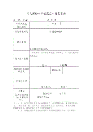 考古所处室干部离京审批备案表处室、中心年月日.docx