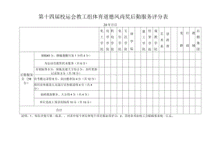 第十四届校运会教工组体育道德风尚奖后勤服务评分表.docx