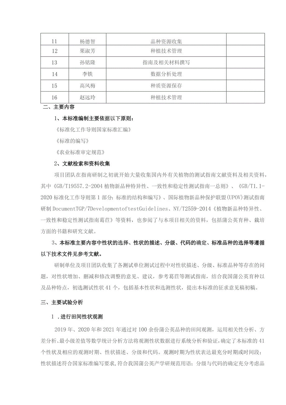 农业行业标准《植物品种特异性、一致性和稳定性测试指南蒲公英》编制说明.docx_第2页