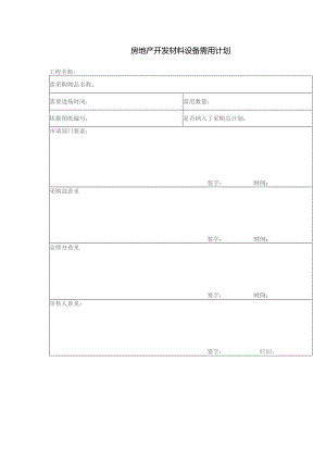 房地产开发材料设备需用计划表.docx