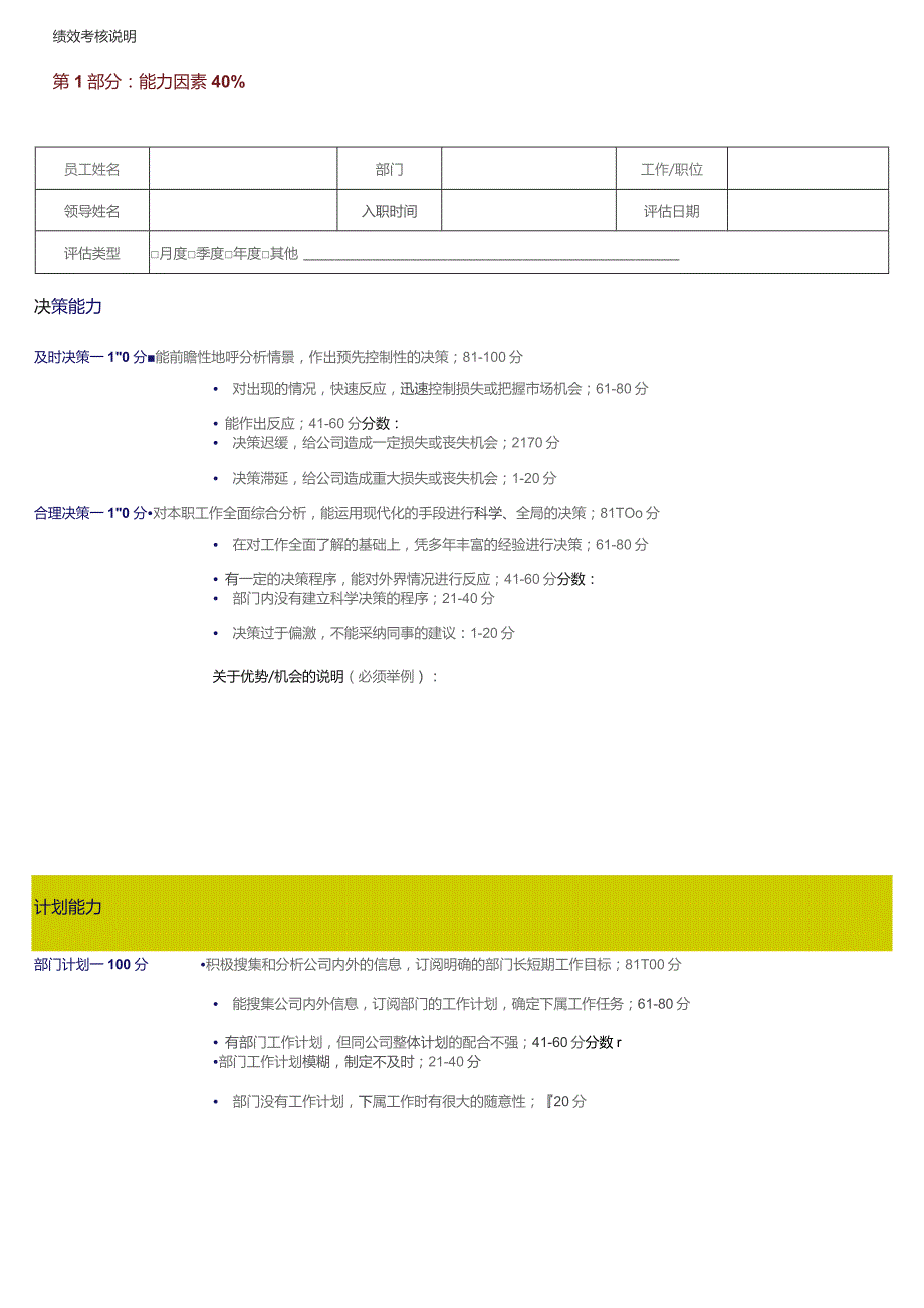 绩效考核表-管理层.docx_第1页