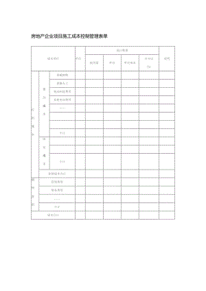 房地产企业项目施工成本控制管理表单.docx