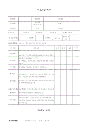 华东师范大学听课记录表.docx