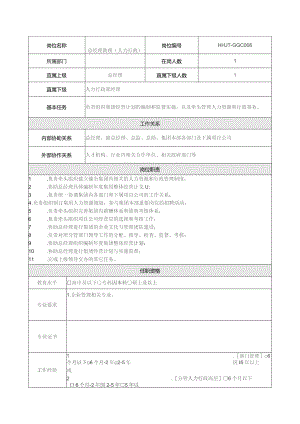 地产集团总公司高管层总经理助理（人力行政）岗位说明书.docx