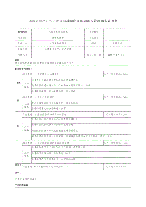 珠海房地产开发有限公司战略发展部副部长管理职务说明书.docx