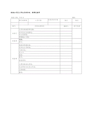 珠海公司员工单位内部异动、借调交接单.docx