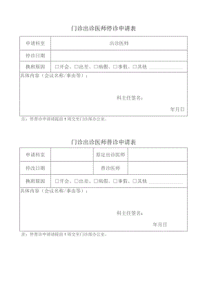 门诊出诊医师停诊申请表.docx