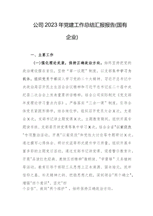 公司2023年党建工作总结汇报报告(国有企业).docx